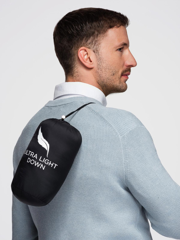 Ombre Clothing Muška ultralaganJakna od prirodnog punog puha s džepom - crna V1 OM-JALP-0211 Ombre Clothing