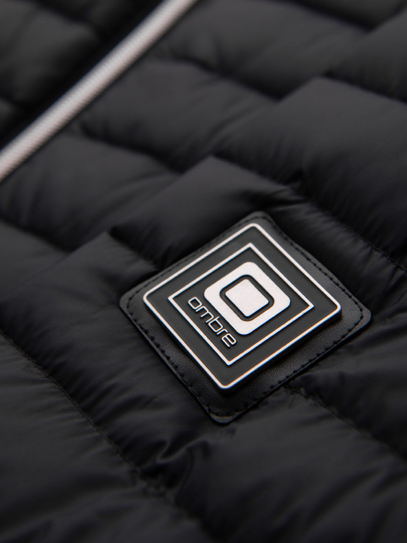 Ombre Clothing Muška ultralaganJakna od prirodnog punog puha s džepom - crna V1 OM-JALP-0211 Ombre Clothing