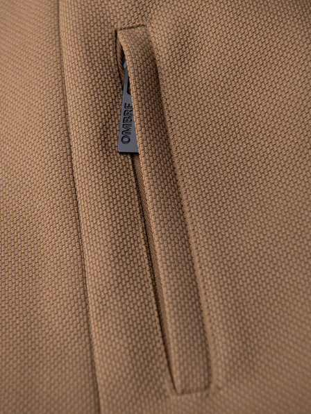 Ombre Clothing Muški strukturirani kaput s visokim ovratnikom - svjetlo smeđi V4 OM-COWC-0136 Ombre Clothing