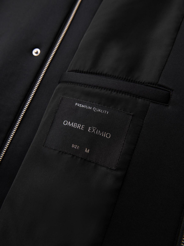 Ombre Clothing Muški minimalistički kaput srednje duljine s kapuljačom - crni V4 OM-COLC-0144 Ombre Clothing