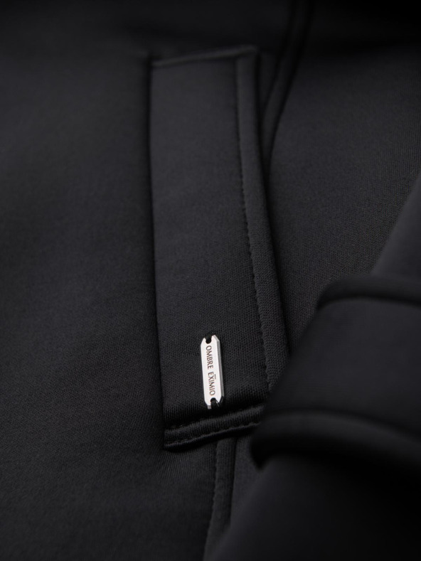 Ombre Clothing Muški minimalistički kaput srednje duljine s kapuljačom - crni V4 OM-COLC-0144 Ombre Clothing