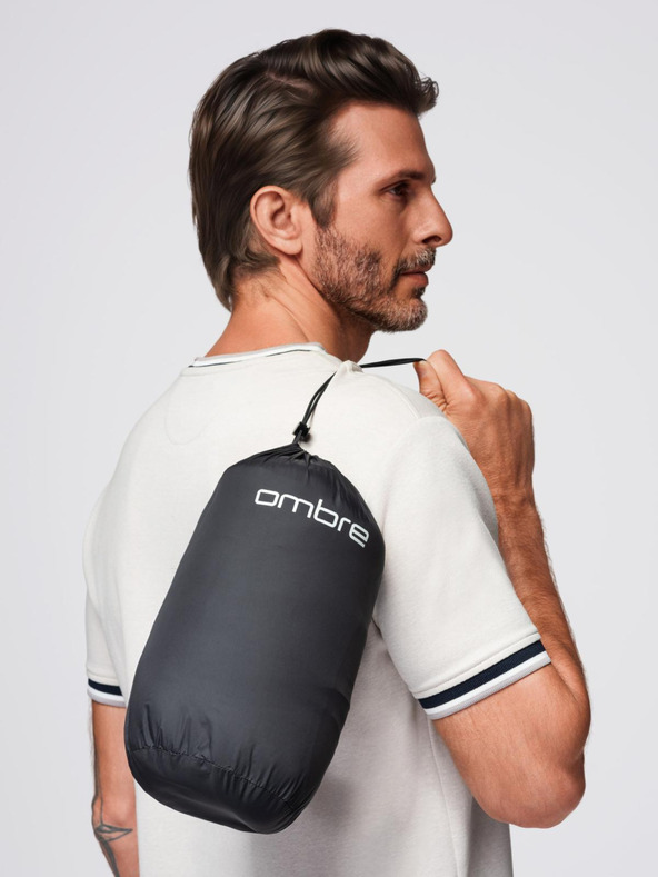 Ombre Clothing Klasična muška prošivana jakna s džepom - crna V1 OM-JALP-0295 Ombre Clothing