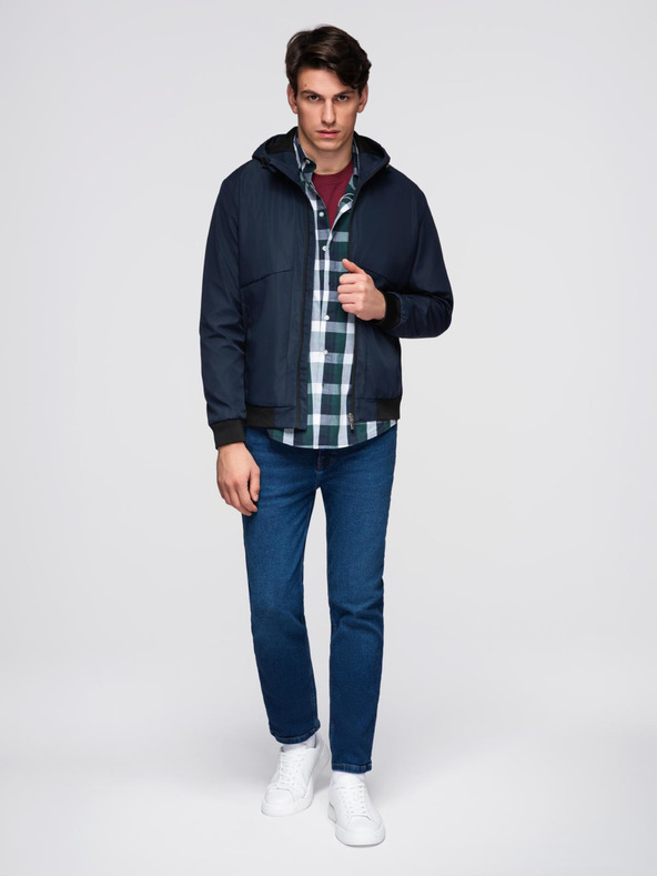 Ombre Clothing Muška laka jakna s kapuljačom i mrežastom podstavom - tamno plava V1 C640 Ombre Clothing