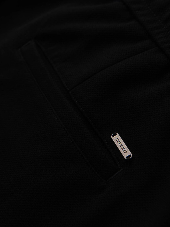 Ombre Clothing Muške hlače od pikejskog pletenine s podesivim pojasom - crne V2 OM-PACP-0283 Ombre Clothing