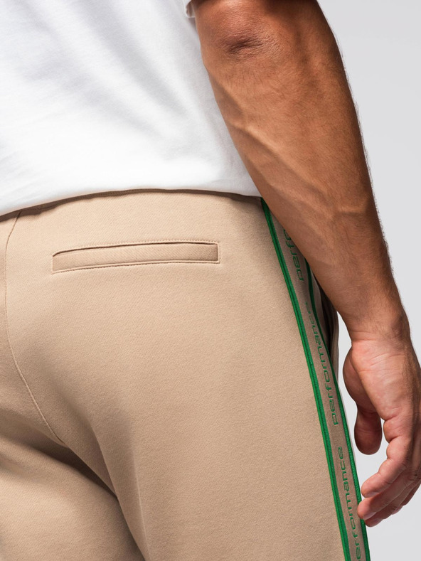 Ombre Clothing Muške sportske hlače s rubom - smeđe V1 OM-PASK-0284 Ombre Clothing