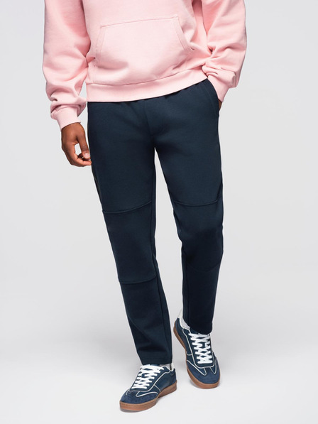 Ombre Clothing Muške trenirke s ravnom nogavicom i gumenim detaljima - tamno plave V2 OM-PASK-0281 Ombre Clothing