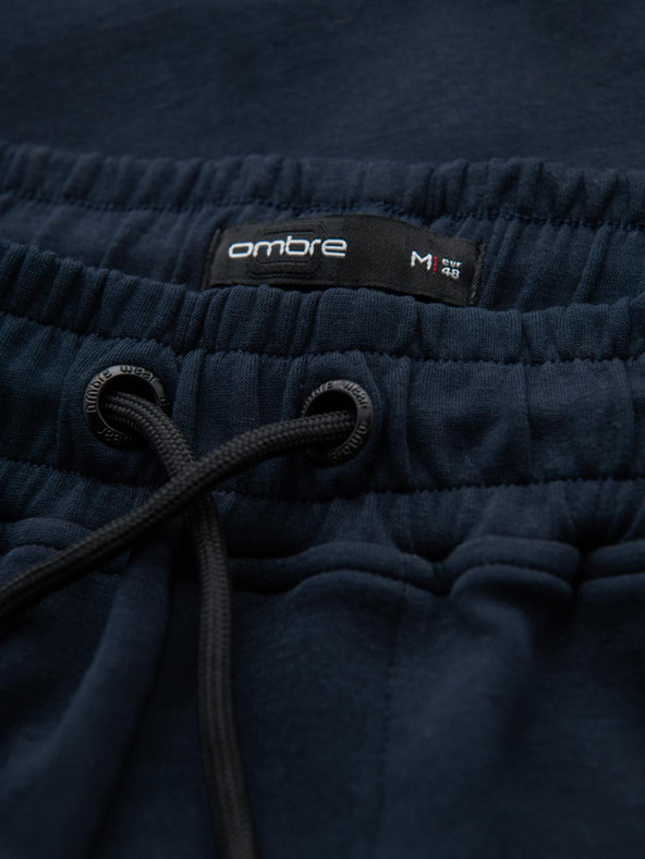 Ombre Clothing Muške trenirke s ravnom nogavicom i gumenim detaljima - tamno plave V2 OM-PASK-0281 Ombre Clothing