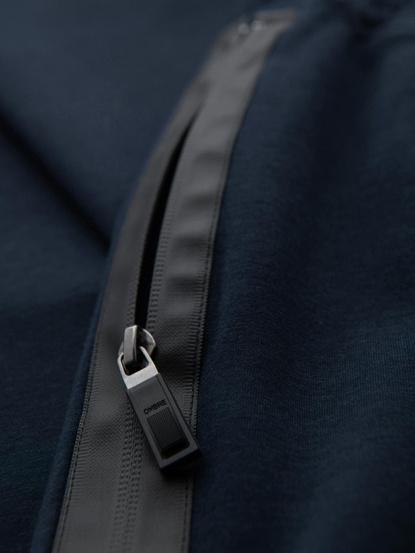Ombre Clothing Muške trenirke s ravnom nogavicom i gumenim detaljima - tamno plave V2 OM-PASK-0281 Ombre Clothing