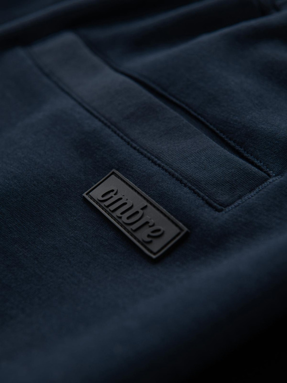 Ombre Clothing Muške trenirke s ravnom nogavicom i gumenim detaljima - tamno plave V2 OM-PASK-0281 Ombre Clothing