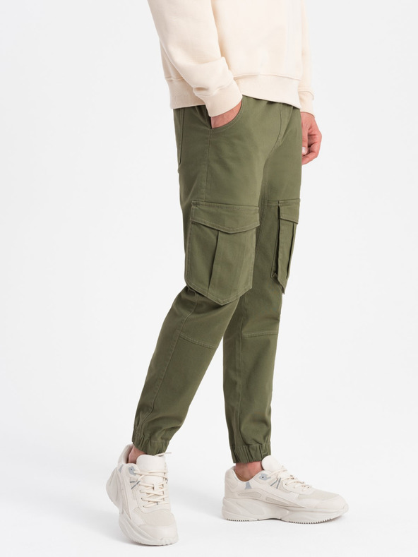 Ombre Clothing Muške hlače JOGGERS s cargo džepovima - maslinaste V18 P886 Ombre Clothing