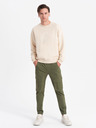 Ombre Clothing Muške hlače JOGGERS s cargo džepovima - maslinaste V18 P886 Ombre Clothing