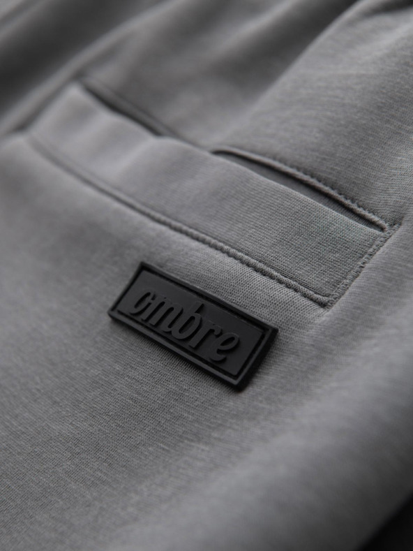 Ombre Clothing Muške trenirke s ravnom nogavicom i gumenim detaljima - sive V3 OM-PASK-0281 Ombre Clothing