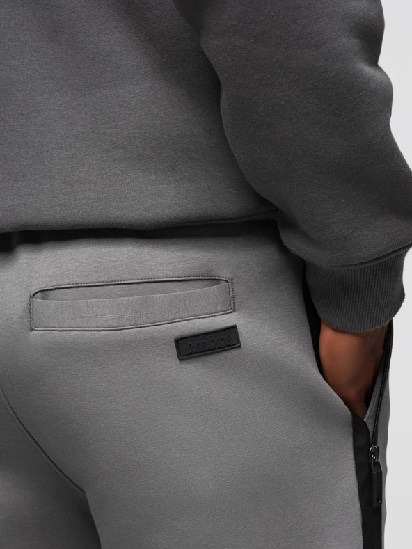 Ombre Clothing Muške trenirke s ravnom nogavicom i gumenim detaljima - sive V3 OM-PASK-0281 Ombre Clothing