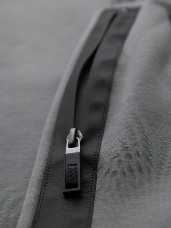 Ombre Clothing Muške trenirke s ravnom nogavicom i gumenim detaljima - sive V3 OM-PASK-0281 Ombre Clothing