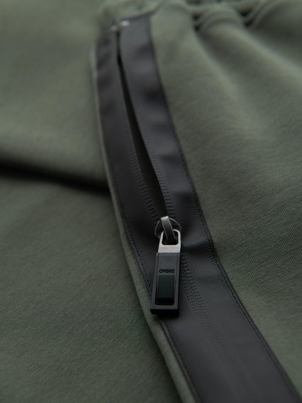 Ombre Clothing Muške trenirke s ravnom nogavicom i gumenim detaljima - tamno maslinasto zelene V4 OM-PASK-0281 Ombre Clothing