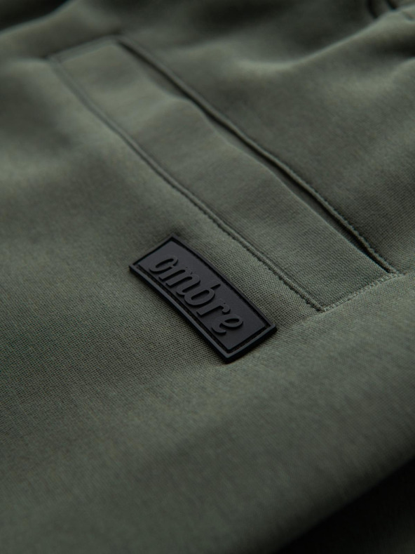 Ombre Clothing Muške trenirke s ravnom nogavicom i gumenim detaljima - tamno maslinasto zelene V4 OM-PASK-0281 Ombre Clothing