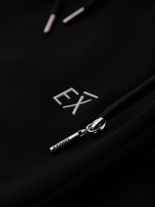 Ombre Clothing Muške trenirke s rebrastim nogavicama i gumenim printom - crne V1 OM-PASK-0223 Ombre Clothing