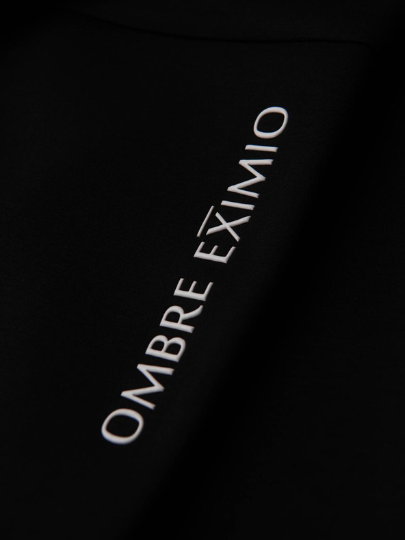 Ombre Clothing Muške trenirke s rebrastim nogavicama i gumenim printom - crne V1 OM-PASK-0223 Ombre Clothing