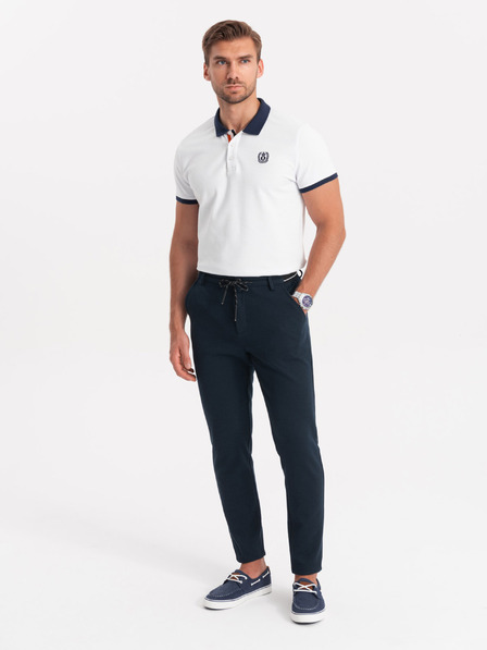 Ombre Clothing Muške pletene hlače s elastičnim pojasom - tamno plave V3 OM-PACP-0116 Ombre Clothing