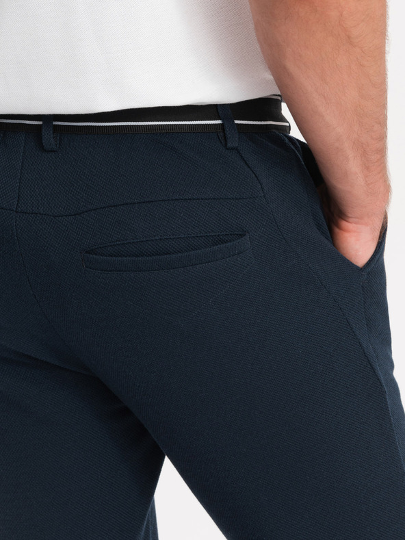 Ombre Clothing Muške pletene hlače s elastičnim pojasom - tamno plave V3 OM-PACP-0116 Ombre Clothing