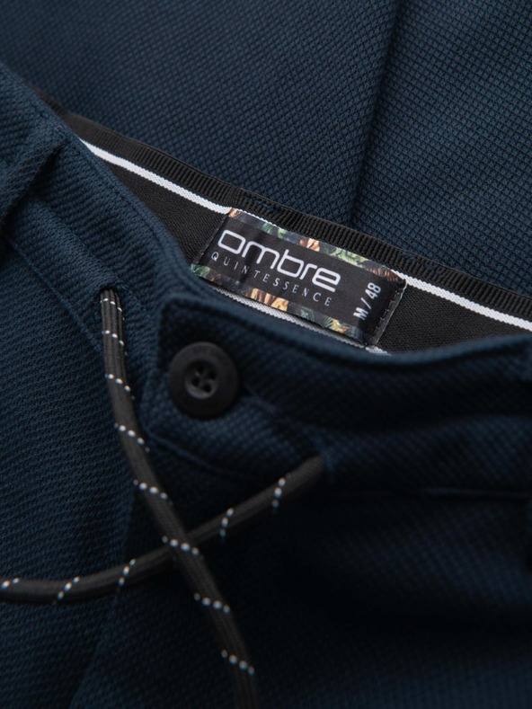 Ombre Clothing Muške pletene hlače s elastičnim pojasom - tamno plave V3 OM-PACP-0116 Ombre Clothing