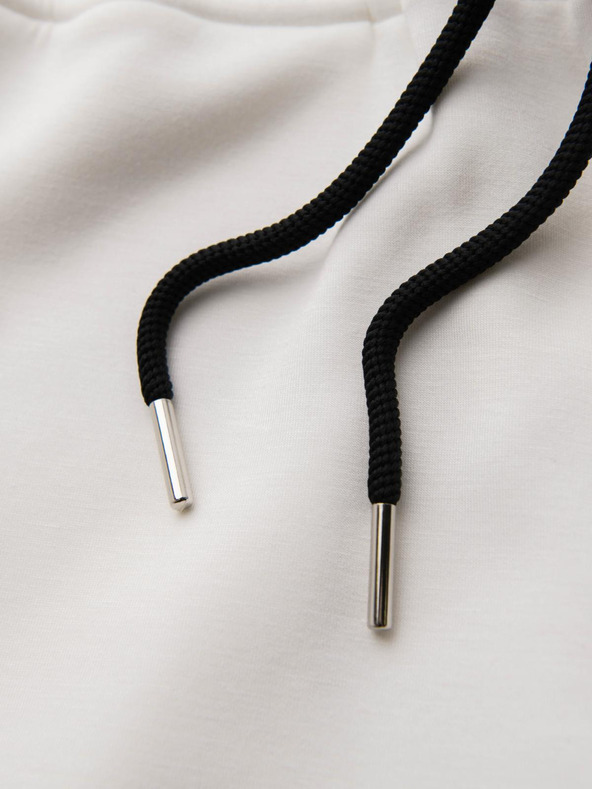 Ombre Clothing Muške trenirke s rebrastim nogavicama i gumenim printom - bijele V2 OM-PASK-0223 Ombre Clothing