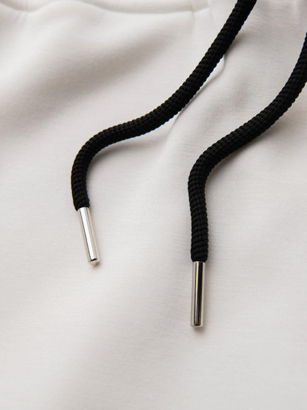 Ombre Clothing Muške trenirke s rebrastim nogavicama i gumenim printom - bijele V2 OM-PASK-0223 Ombre Clothing