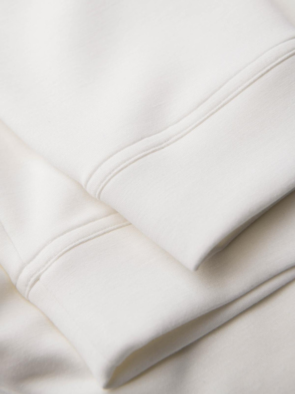 Ombre Clothing Muške trenirke s rebrastim nogavicama i gumenim printom - bijele V2 OM-PASK-0223 Ombre Clothing