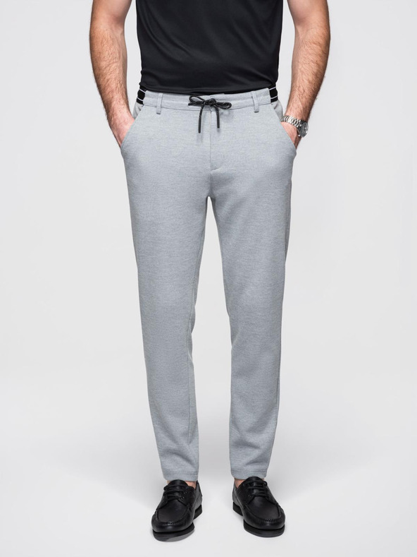 Ombre Clothing Muške pletene hlače s pružnim pojasom - svjetlo sive V1 OM-PACP-0116 Ombre Clothing