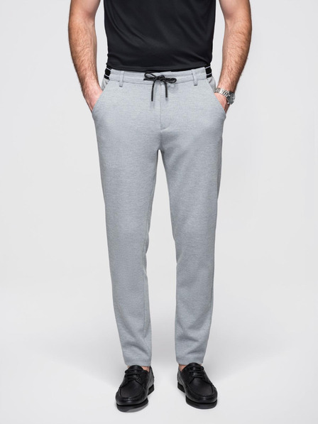 Ombre Clothing Muške pletene hlače s pružnim pojasom - svjetlo sive V1 OM-PACP-0116 Ombre Clothing