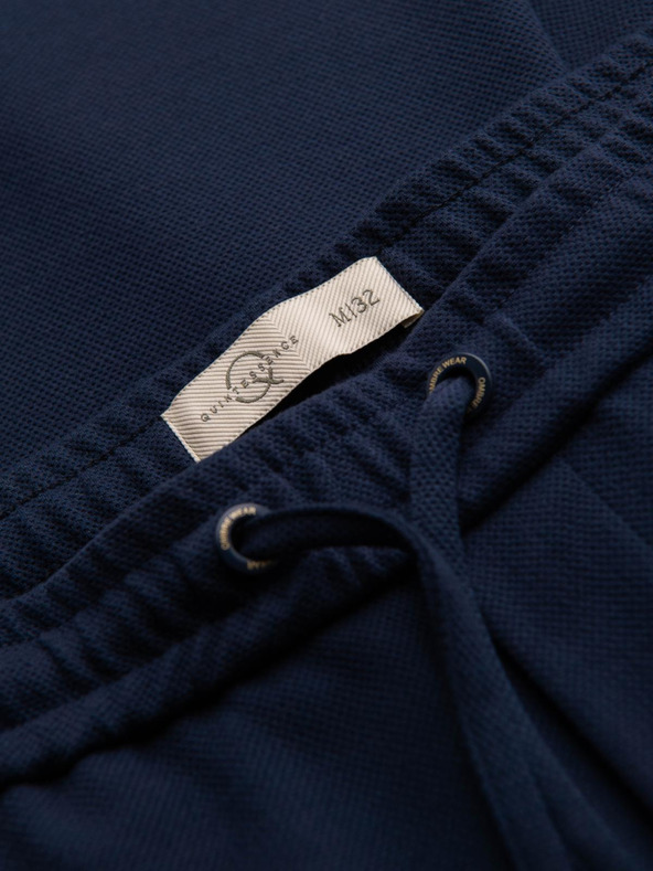 Ombre Clothing Muške hlače od pikejskog pletenine s podesivim pojasom - tamno plave V1 OM-PACP-0283 Ombre Clothing