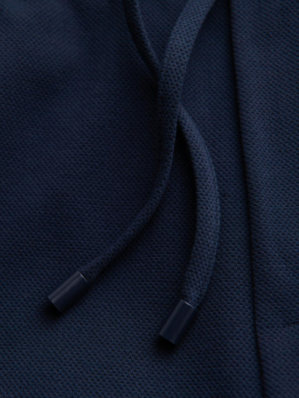 Ombre Clothing Muške hlače od pikejskog pletenine s podesivim pojasom - tamno plave V1 OM-PACP-0283 Ombre Clothing