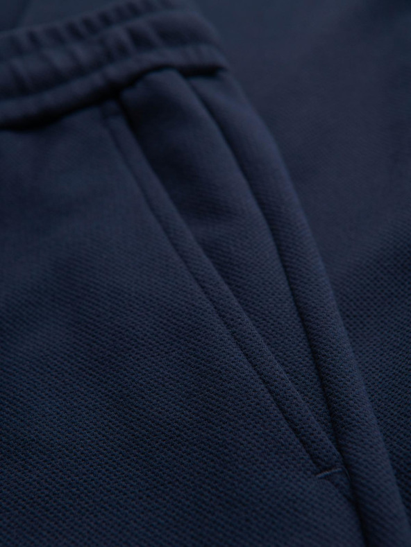 Ombre Clothing Muške hlače od pikejskog pletenine s podesivim pojasom - tamno plave V1 OM-PACP-0283 Ombre Clothing