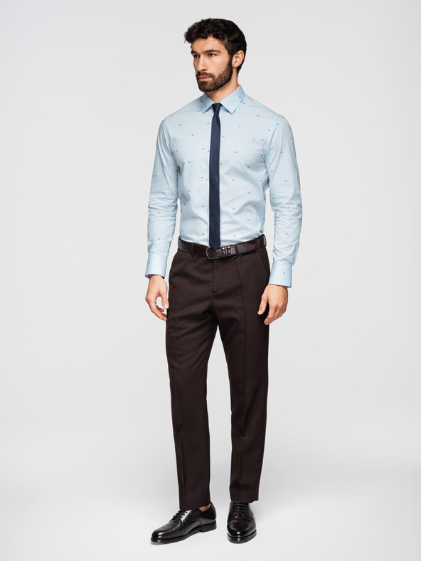 Ombre Clothing Muška klasicna pamucna košulja SLIM FIT sa mikro uzorkom - bijela V1 K696 Ombre Clothing