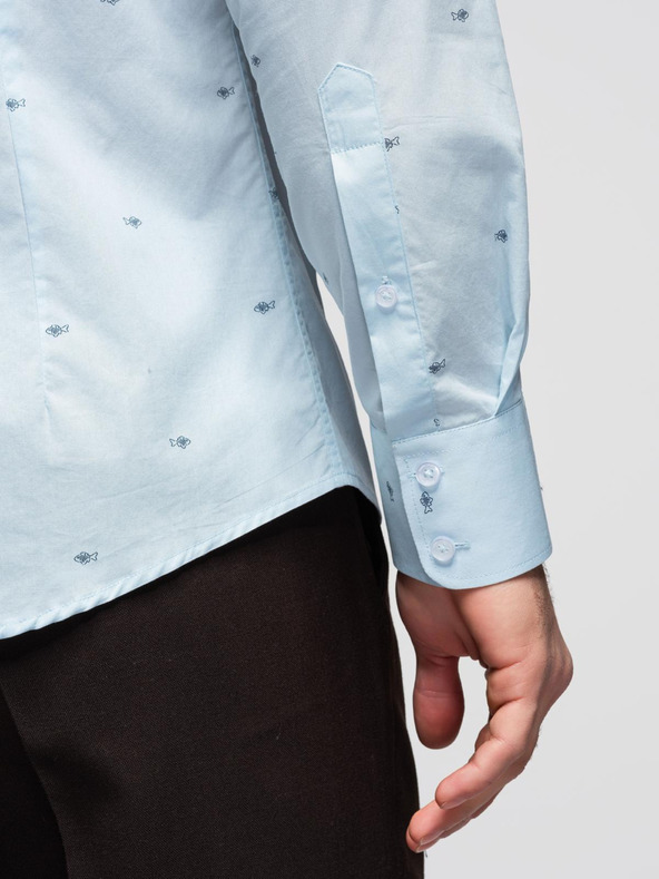 Ombre Clothing Muška klasicna pamucna košulja SLIM FIT sa mikro uzorkom - bijela V1 K696 Ombre Clothing