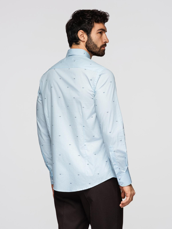 Ombre Clothing Muška klasicna pamucna košulja SLIM FIT sa mikro uzorkom - bijela V1 K696 Ombre Clothing