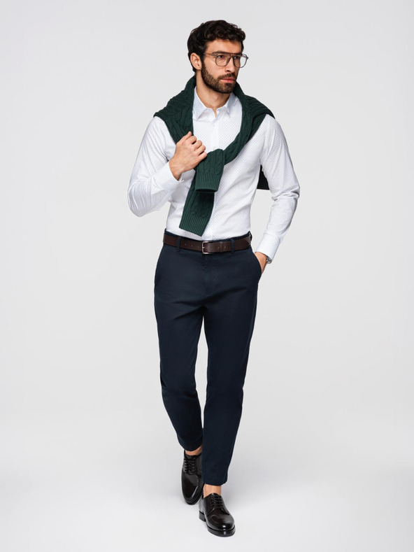 Ombre Clothing Muška pamucna košulja REGULAR FIT sa nježnim uzorkom - bijela V1 K698 Ombre Clothing