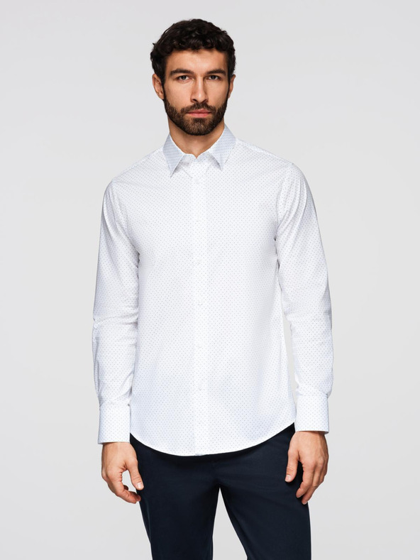 Ombre Clothing Muška pamucna košulja REGULAR FIT sa nježnim uzorkom - bijela V1 K698 Ombre Clothing