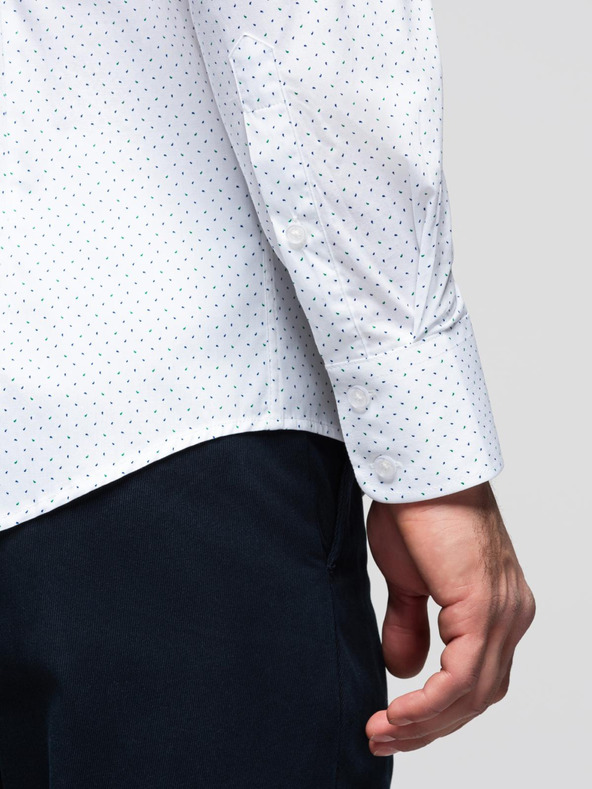 Ombre Clothing Muška pamucna košulja REGULAR FIT sa nježnim uzorkom - bijela V1 K698 Ombre Clothing