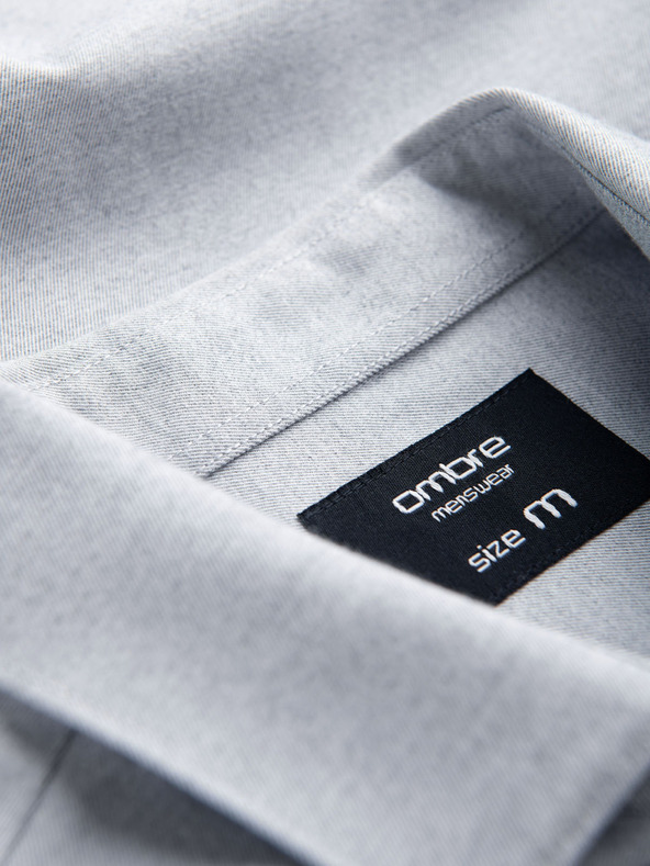 Ombre Clothing Muška košulja klasičnog regular fit kroja - siva melanž V2 K694 Ombre Clothing