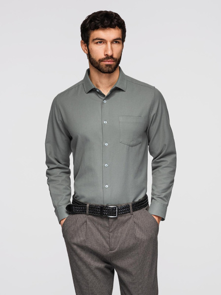 Ombre Clothing Muška košulja klasicnog regular fit kroja - haki V4 K694 Ombre Clothing