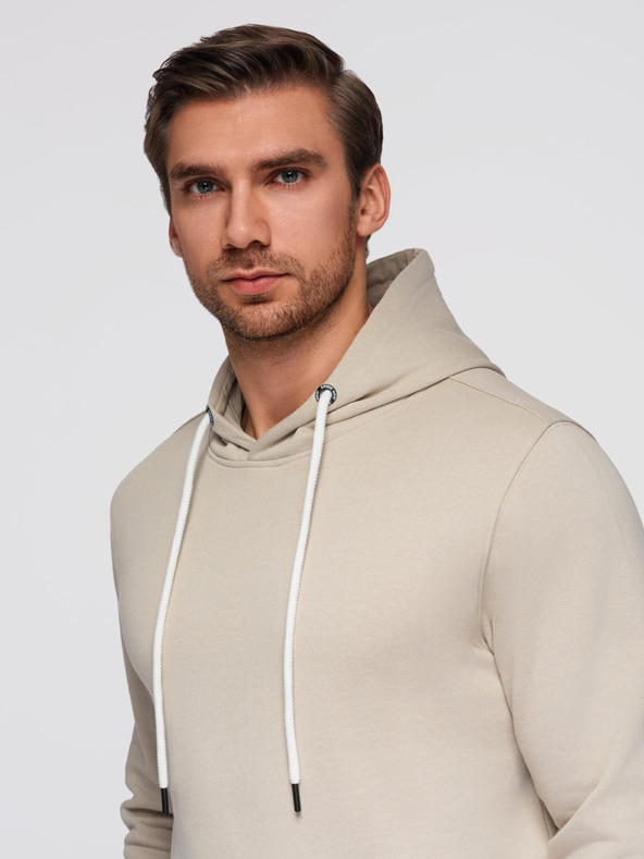 Ombre Clothing Muški pamučni set trenirke mikina s džepom na prsima + jogger hlače - svijetlo bež V1 Z121 Ombre Clothing