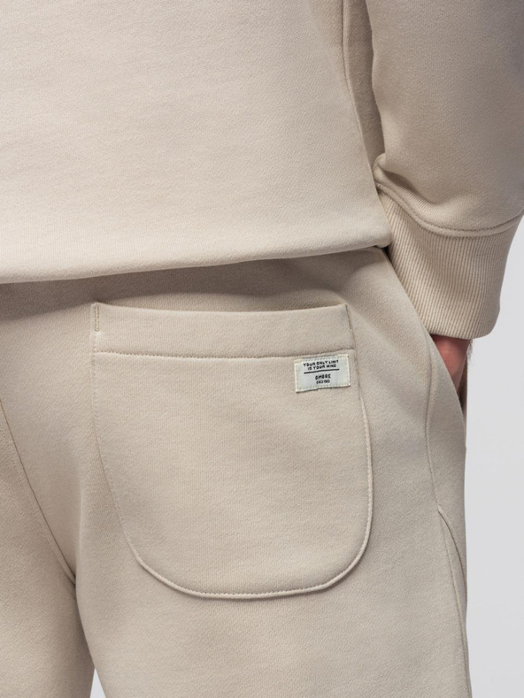 Ombre Clothing Muški pamučni set trenirke mikina s džepom na prsima + jogger hlače - svijetlo bež V1 Z121 Ombre Clothing