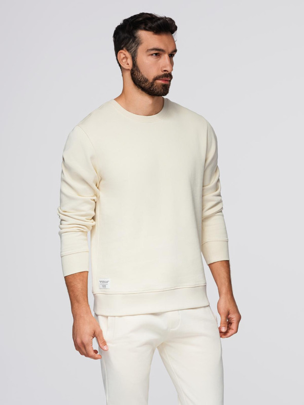 Ombre Clothing Muška trenerka majica sa okruglim izrezom + hlače regular fit - kremasta V11 Z122 Ombre Clothing