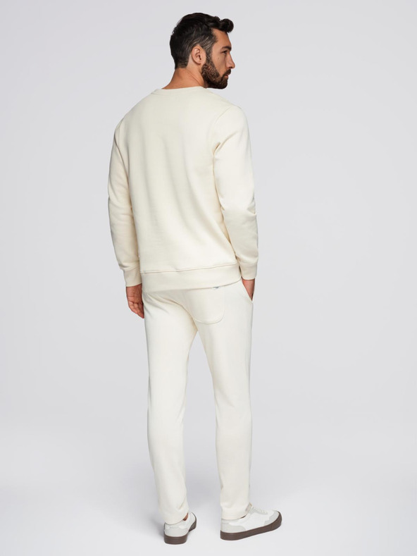 Ombre Clothing Muška trenerka majica sa okruglim izrezom + hlače regular fit - kremasta V11 Z122 Ombre Clothing