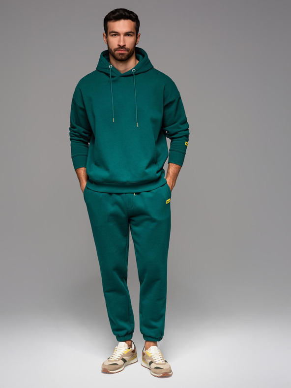 Ombre Clothing UNISEX trenerka majica + hlače sa vezicama u stilu athleisure - tamno zelena V17 Z111 Ombre Clothing