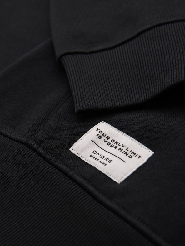 Ombre Clothing Muška mikina s džepom na prsima BASIC s kapuljačom - crna V5 B1674 Ombre Clothing