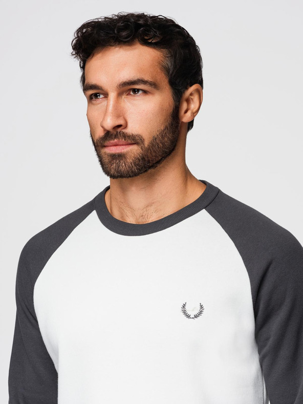 Ombre Clothing Muška kontrastna mikina s raglan rukavima - kremasta i grafit V1 OM-SSNZ-0239 Ombre Clothing