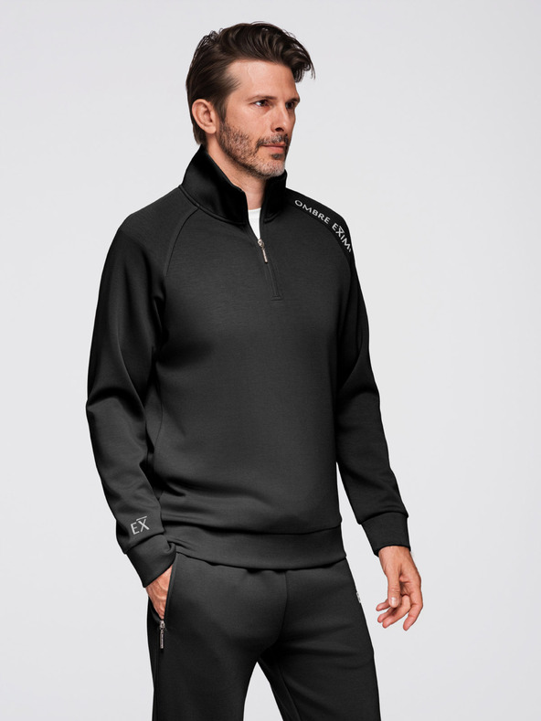 Ombre Clothing Muški set trenirke mikina s jakonom + jogger hlače - crna V1 Z117 Ombre Clothing