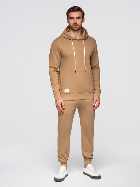 Ombre Clothing Muški pamučni set trenirke mikina + jogger hlače - smeđa V2 Z121 Ombre Clothing